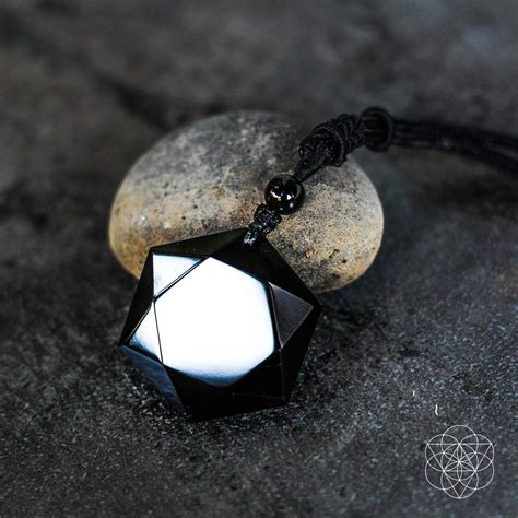 Charcoal black obsidian talisman